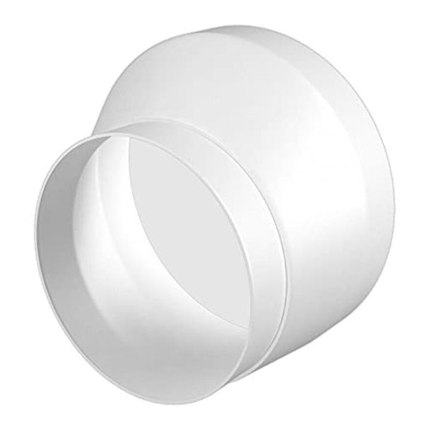 Offset Duct Pipe Reducer - 100mm / 110mm - Tube Transformer - Extractor Fan Connector - White