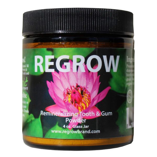 REGROW Remineralizing Tooth Powder - Whiter Teeth Naturally - Cleans, Heals, Protects & Stop Sensitive Teeth and Gums - All Natural - 4oz Glass Jar