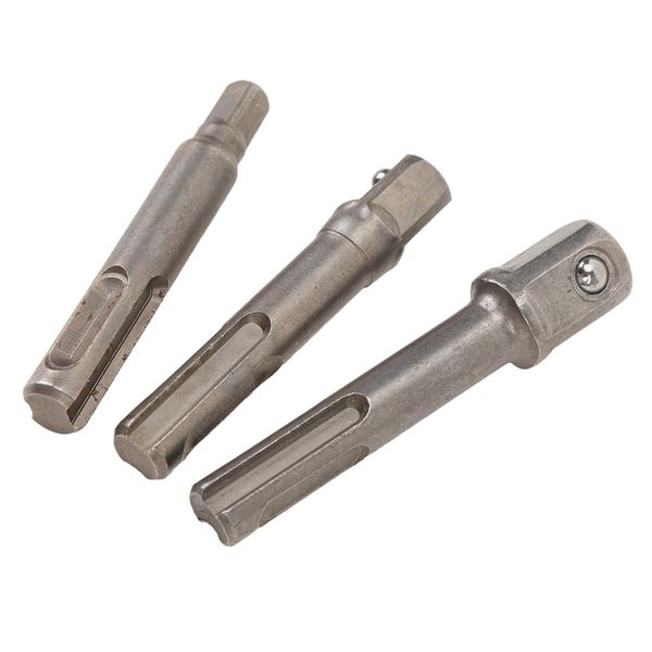 Garosa 3Pcs SDS Plus Socket Driver Set, 1/4 3/8 1/2 Socket Adapters Convert Drill into Power Socket High Occlusion Spring loaded Lock for Impact Driver