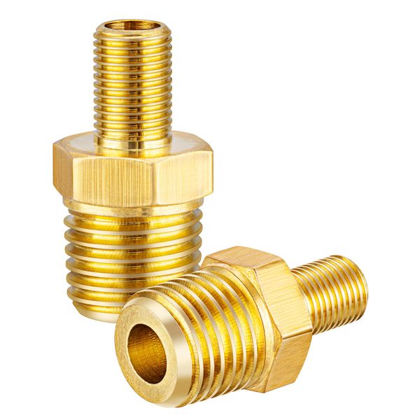 EVOULTES Brass Air Inflator Adapter, 1/4" NPT (M) to Standard Schrader Valve (M), Tire Inflator Connector for Auto Portable Air Compressor/Pump, Air Hose, Air Chuck (2 Packs)