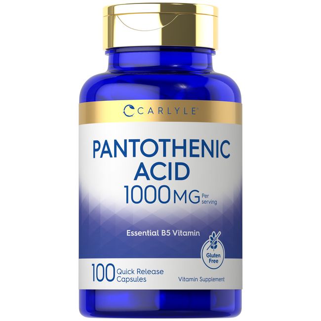 Pantothenic Acid | 1000mg | 100 Capsules | B5 Vitamin | Non-GMO | by Carlyle