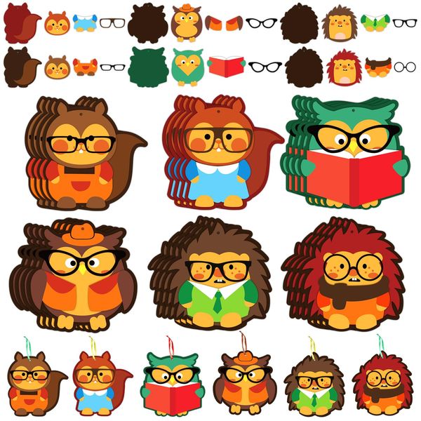 Relaxgiant 36 Sets Fall Craft Kits for Kids Owl Hedgehog Squirrel DIY Craft Kit Fall Critter Craft with Ribbon Thanksgiving Crafts Bulk for Autumn Classroom Home Game Activity