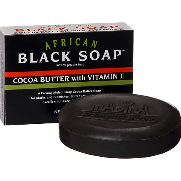 Madina Madina African Black Soap Cocoa Butter with Vitamin E, 3.5 Ounce