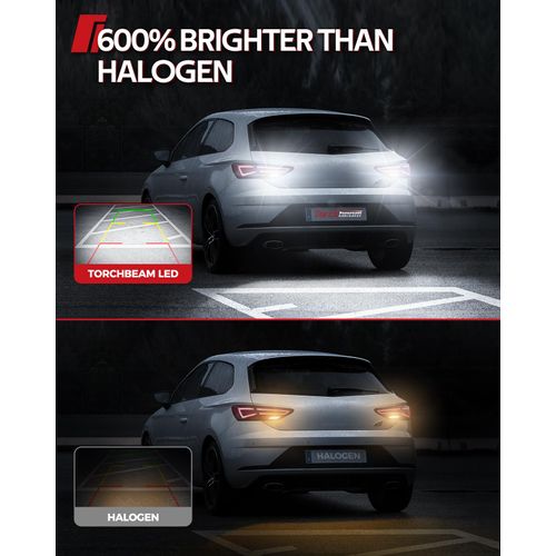 Torchbeam 3157 LED Bulb White, Upgraded Reverse Light Bulb, 600% Brighter T25 3156 3057 4157 3047 4057 3457 4114 Lamp for Backup Tail Reverse Brake DRL Signal Parking Lights, 6000K, Pack of 2