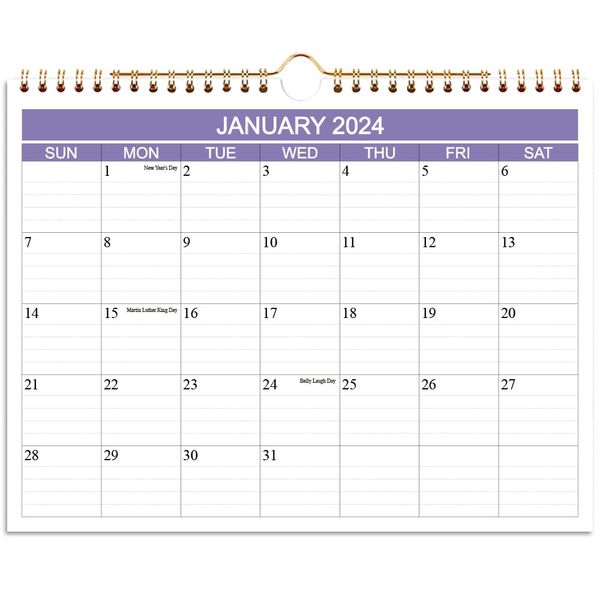 Calendar 2024-25 - Wall Calendar Runs from January 2024 - June 2025, 18 Months 2024-2025 Calendar with Thick Paper for Planning and Organizing for Home or Office, 8.5 x 11 Inches, Purple