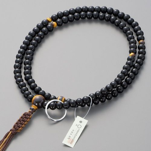 Butsudanya Takita Shoten Rosary Soto Buddhist Beads for Men [Men] Polished Ebony Wood Tiger Eye Stone Tailoring Shaku 2 Pure Silk String Tassel ◆ Kyoto Prayer Beads, Honren Beads, Two-wheel Beads, Zen Buddhist Beads, Official Prayer Beads [Takita Shoten I