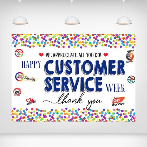 Printspree Happy Customer Service Week Backdrop - 5x3ft Colorful Confetti We Appreciate All You Do Customer Service Staff Appreciation Banner Thank You Sign Customer Service Representative