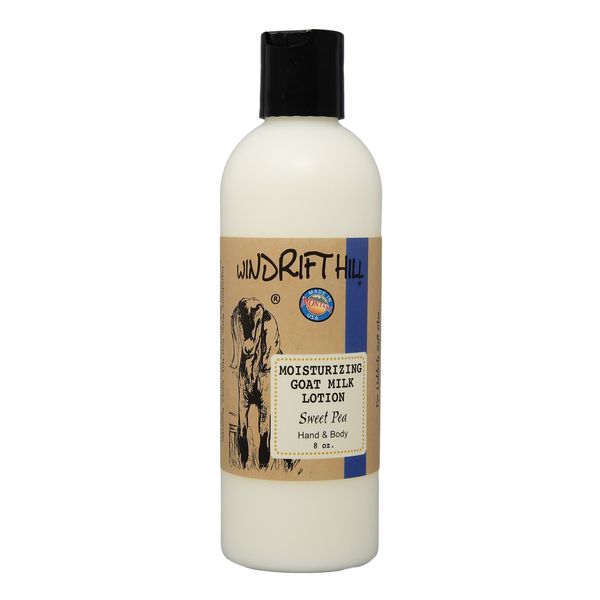 Windrift Hill (Sweet Pea) Moisturizing Goat Milk Hand & Body Lotion With Essential Oils 8 Ounce Bottle
