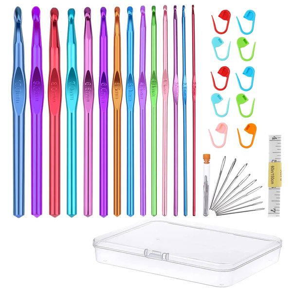 36Pcs Crochet Hooks Set 14pcs Aluminum Crochet Hooks Knitting Accessories Tools with Case Crochet Kits for Beginners Adults 2.0mm-10.0mm