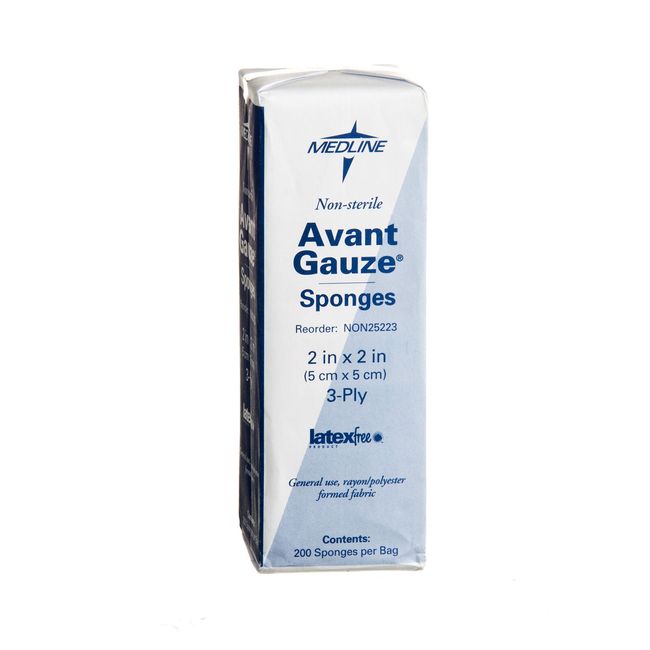 Medline Avant Gauze Non-Woven Sponge, 2" x 2", 3 Ply, Case of 5000 - NON25223