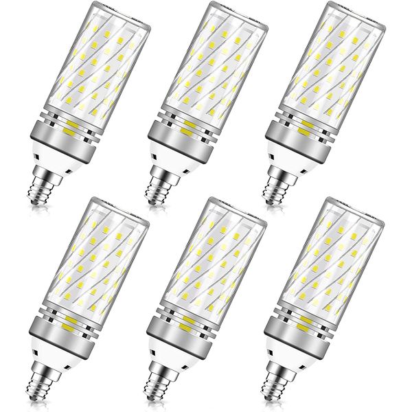 inShareplus E12 LED Bulbs, 16W Candelabra Light Bulbs, Daylight 6000K, 120W Equivalent 1500LM, CRI80+, E12 Base LED Chandelier Bulbs, Non-Dimmable LED Lamp, 6Pack