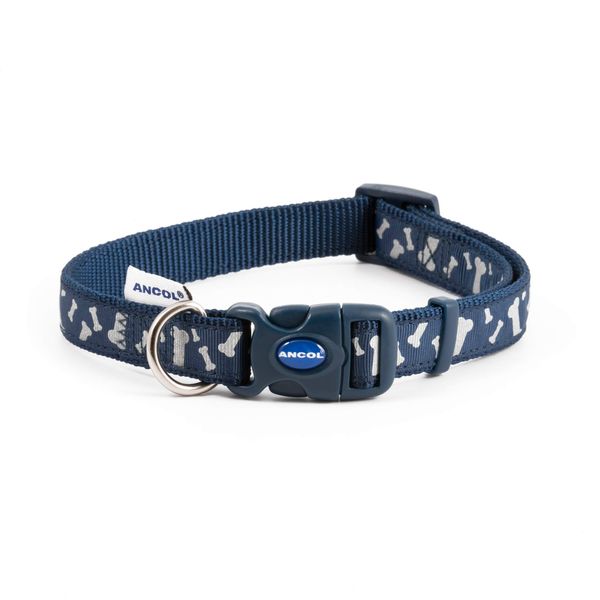 Ancol Fashion Collar Blue Reflective Bones Adjustable, 30-50 cm