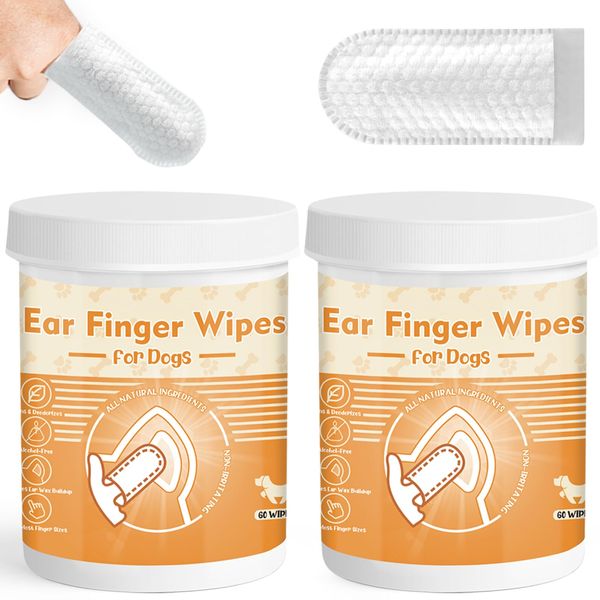 Folocone Dog Ear Cleaner Finger Wipes 120PCS, Ear Care Dog Wipes, Dog Ear Wipes Reduce Earwax Buildup, Ear Wipes for Dogs Soothing Odor, Dog Supplies Ear Cleaner Wipes Remove Dirt & Non-Irritating