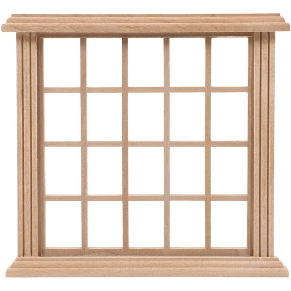 Dollhouse Miniature Wooden Window - 1: 12 Mini 20-Pane Blank Window Frame Doll House Door Model Bedroom Furniture Accessories for Doll House