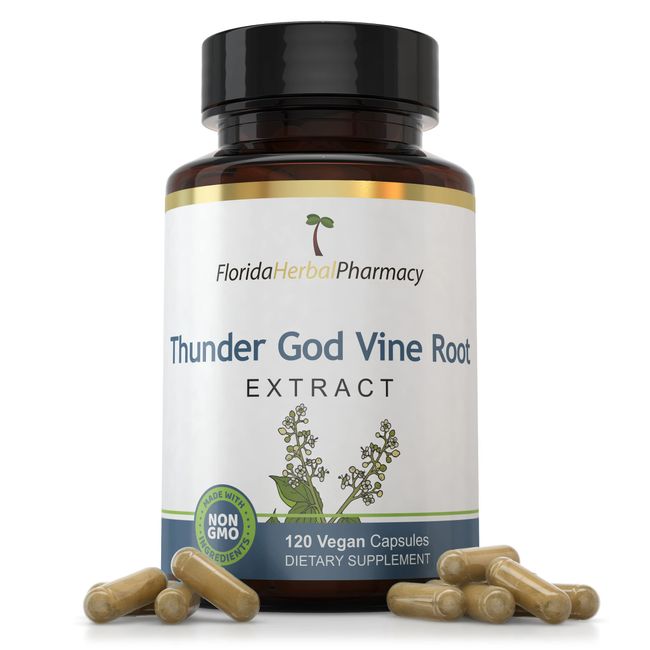 Florida Herbal Pharmacy, Thunder God Vine Root Extract Capsules 10:1 (120 Capsules) 500 mg per Capsule, 1000 mg Serving
