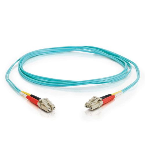 Legrand - C2G Fiber Optic Ethernet Cable, Aqua 10Gb 50/125 LC-LC Duplex Multimode Fiber Patch Cable, 1 Meter (3.3 Foot) PVC Coated Fiber Optic Ethernet, 1 Count, C2G 33045