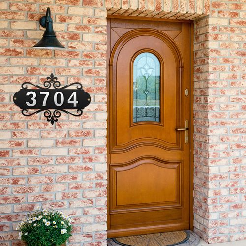 House Address Plaques Metal Address Sign Mailbox Number Personalized Address Signs for House Home Hotel Office Garden Decorative Wall Plaque (Delicate Style)