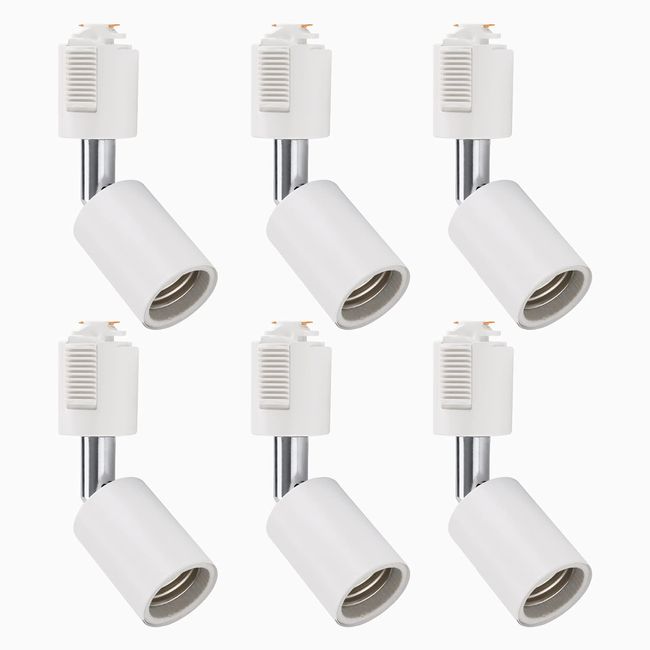 LVWIT Lighting Rail Spotlight E26 Base Socket Duct Rail Lighting Fixture Angle Adjustable, White, Set of 6