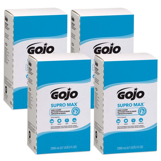 Gojo SUPRO MAX Hand Cleaner, Citrus Scent, 2000 mL Heavy Duty Hand Cleaner Refill PRO TDX Push-Style Dispenser (Pack of 4) - 7272-04