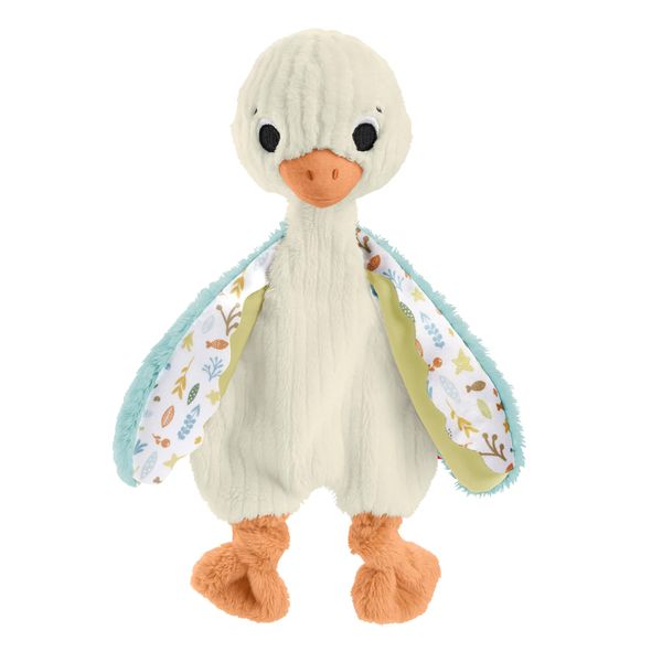 Fisher Price HRB16 Fluffy Duck Plush Baby Toddler Toy Stuffed Animal Rattle Rattle 3 Months and Up White