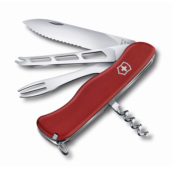 VICTORINOX 0.8313.W Cheese Master Multi-functional Knife, Cheese Knife, Fondue Fork, Large Blades, Swiss Multi-Tool with 8 Functions