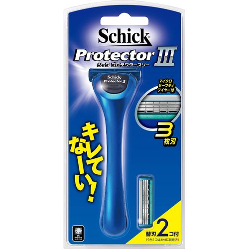 Schick Schick Protector Three Blade Holder (with 2 Replacement Blades) Razor, Razor, Beard, Shaver, Men's, Micro Safety Wire, Replacement Blade (1 already installed on the main unit)