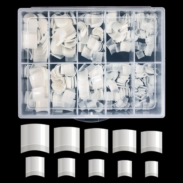 Short Nail Tips - Buqikma 500PCS French Short Style Nail Tip Natural Acrylic Nail Tips 10 Sizes False Nails for Nail Salon (Natural)