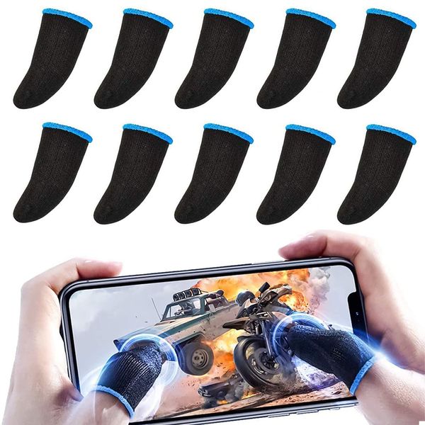 IRYNA Finger Protectors Finger Sleeve Gaming 10Pcs High Sensitivity Finger Sleeves for Mobile Gaming Anti-sweat Thumb Sleeves Gaming Mobile, Breathable Finger Gloves for Mobile Game Competition