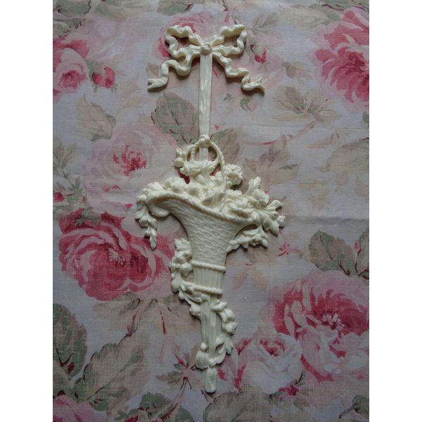 New! Gorgeous! Large Rose Hanging Basket Flexible Furniture Applique Pediment