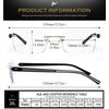 JM 3 Pack Rimless Reading Glasses for Men Blue Light Blocking, Rectangle Lightweight Frameless Computer Readers +3.5