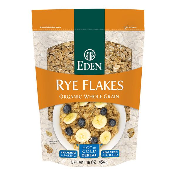 Eden Organic Rye Flakes, 16 oz, Toasted and Rolled, 100% Whole Grain, Cereal, Hot or Cold