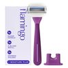 Flamingo Moisture Plus Women's Razor Set - Razor Handle, Blade Refill, and Shower Holder - Fig