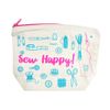 Sew Happy Pink Zippered Canvas Pouch