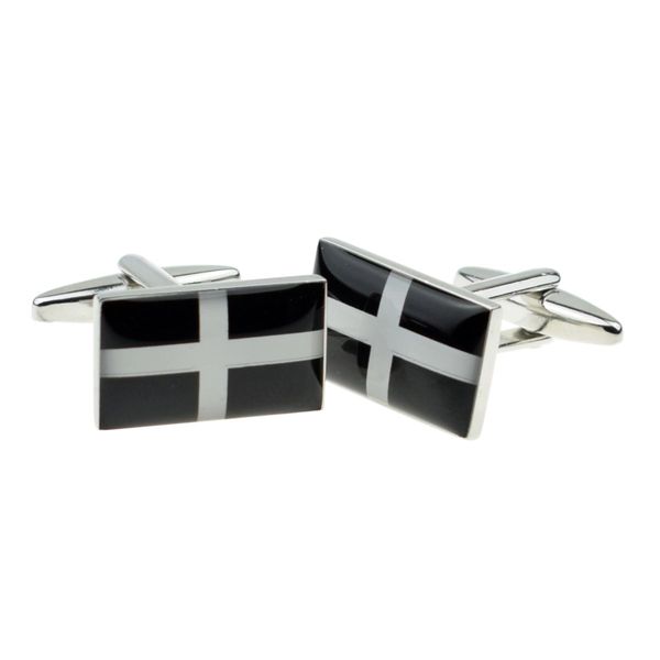 Cornish St Piran Flag Cufflinks Presented in a Cufflink Box