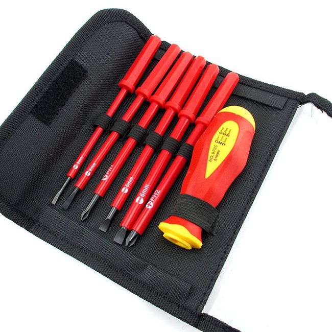 7pcs Insulated Screwdriver Set Electrician CR-V Slotted PH/SL 1000V High Voltage Resistant Electrician Repair Hand Tools