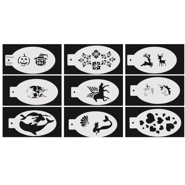 9pcs Stencils For Body Painting Face Art Halloween Birthday Party