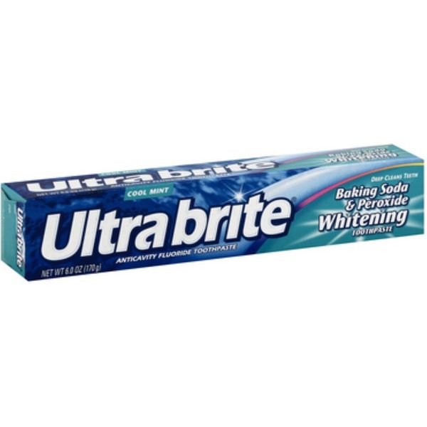 Ultra brite Baking Soda & Peroxide Whitening Toothpaste, Cool Mint 6 oz (Pack of 8)