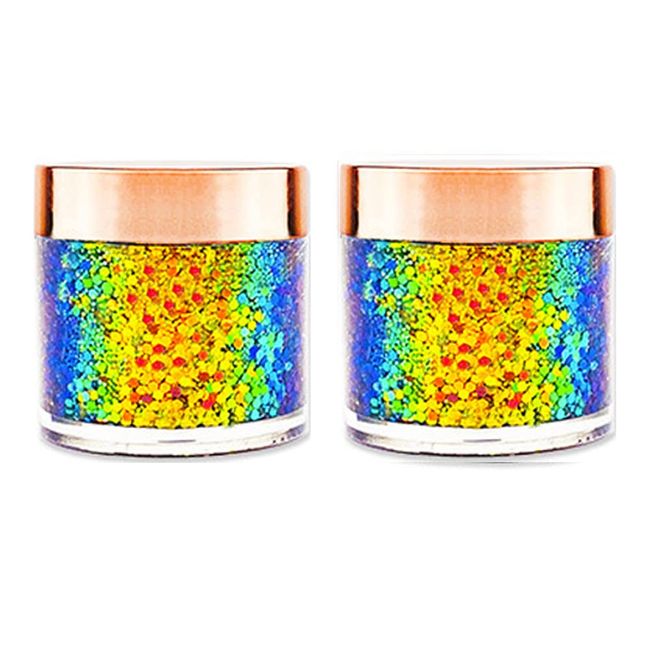 GL-Turelifes 2 Pack Chameleon Body Glitter Gel Set Chameleon Lidschatten Sparkling Chunky Glitter für Augen, Gesicht und Körper Festival Glitter Cosmetic Trocknen schnell und langanhaltend (#7)