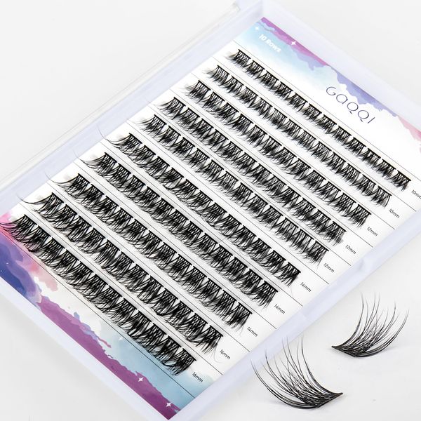 GAQQI Einzeln Wimpern 120Pcs Cluster Wimpern D Curl Mix Länge Cluster Lashes Extension DIY Cluster Wimpern Extension Natürlicher Look Cluster Lashes zu DIY Hause(GQ03-D Mix)