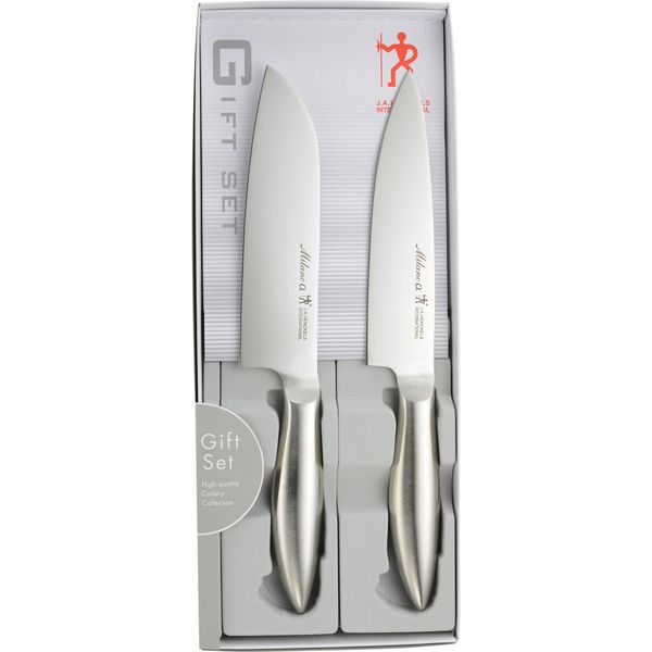 Henckels 19758-902 Milano Alpha Santoku & Western-Style Knife 2-pc. Set, Made in Japan, Kitchen Knives, Stainless Steel, Dishwasher-Safe, Made in Seki City, Gifu Prefecture, Genuine Japanese Product