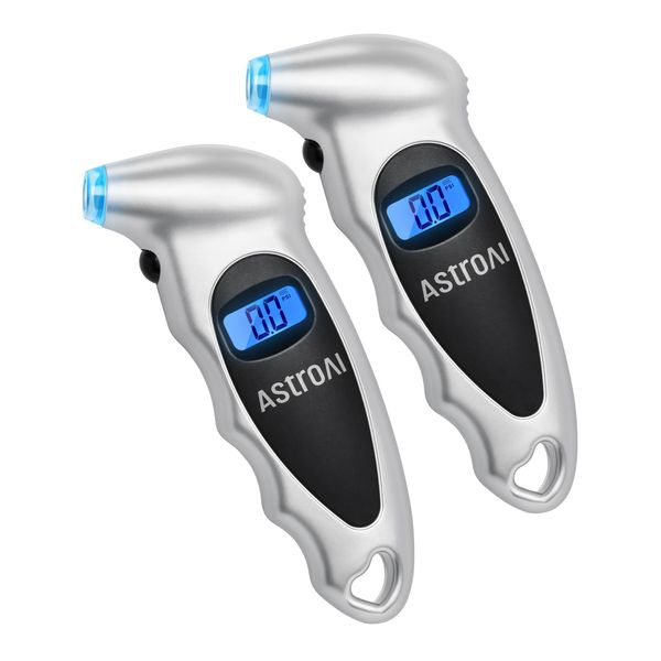 AstroAI 2 Pack Digital Tire Pressure Gauge 150 PSI 4 Settings for Car Truck Bicycle with Backlit LCD and Non-Slip Grip Car Accessories