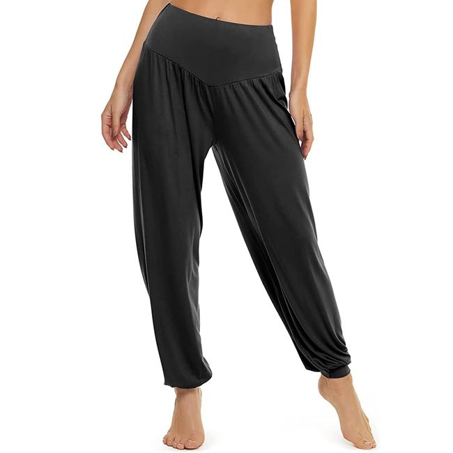 BeautyWill Haremshose/Yogahose/Jogginghose/Yoga Pilates Hosen/Yoga Pants Hose für Damen - für Sport und Training aus 95% Modal S, Schwarz