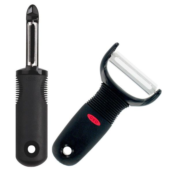 OXO Softworks Y Peeler and Serrated Peeler Stainless Steel Blade Bundle, Black