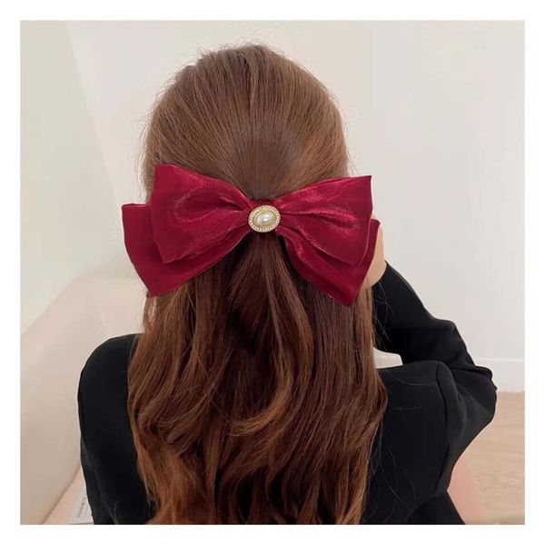 Slide Haars chleifen Rote Schleife Haar-Clips Perle Bogen Haar Haars pangen Clip Große einfarbige Bowknot Haarnadel Kopfschmuck Damen Haar Barrette Kopfschmuck Schmuck für Frauen und Mädchen Geschenke