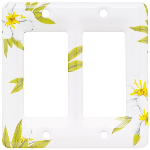 Brainerd 64528 Ceramic Double Decorator Wall Plate / Switch Plate / Cover, Magnolia