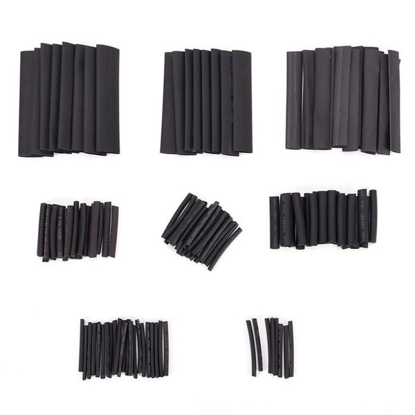 127Pcs Heat Shrink Tubing Kit 12 Sizes Black Electric Insulation Heat Shrink Wrap Cable Sleeve Shrink Ratio 2: 1