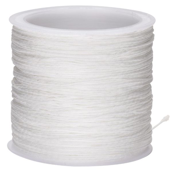 G2PLUS 0.8mm White Nylon Cord String, 100m Satin Braided Cord, No-elastic Roman Blind Cord, Jewelry Making Cord, Chinese Knot Cord for Necklace, Bracelets and Beading