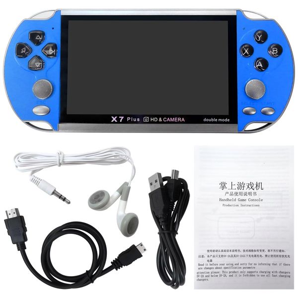 2025 New 128Bit 5.1 Inch 128Bit 8GB Memory Retro Portable Handheld Video Game Console HD Screen 10000 Games Built-in (Blue)