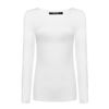 OThread & Co. Women's Long Sleeve T-Shirt Scoop Neck Basic Layer Stretchy Shirts (Medium, White)