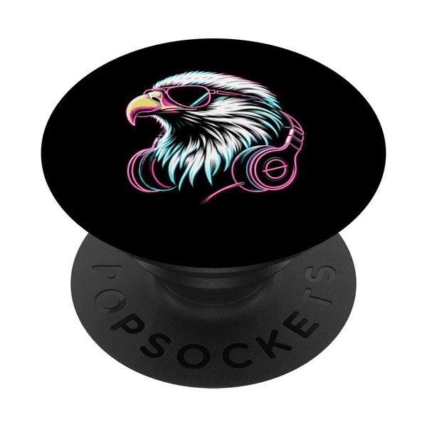 Eagle With Sunglasses And Headphones PopSockets Swappable PopGrip